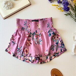 Derek Heart Purple Floral Smocked Waist Shorts – Size Large – Boho Cottagecore